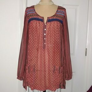 Free People Embellished Chiffon Tunic